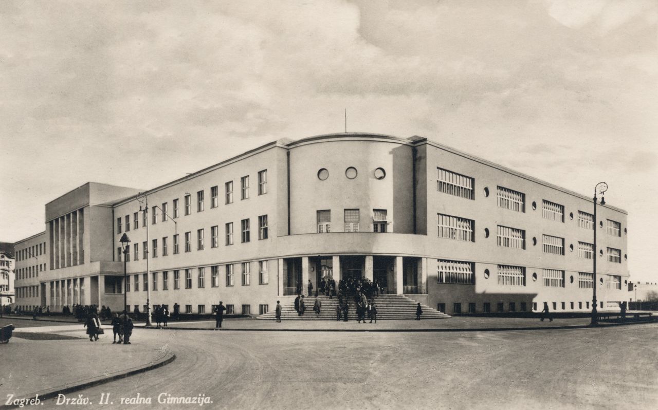 Križanićeva ulica oko 1938. godine. Državna realna II gimnazija